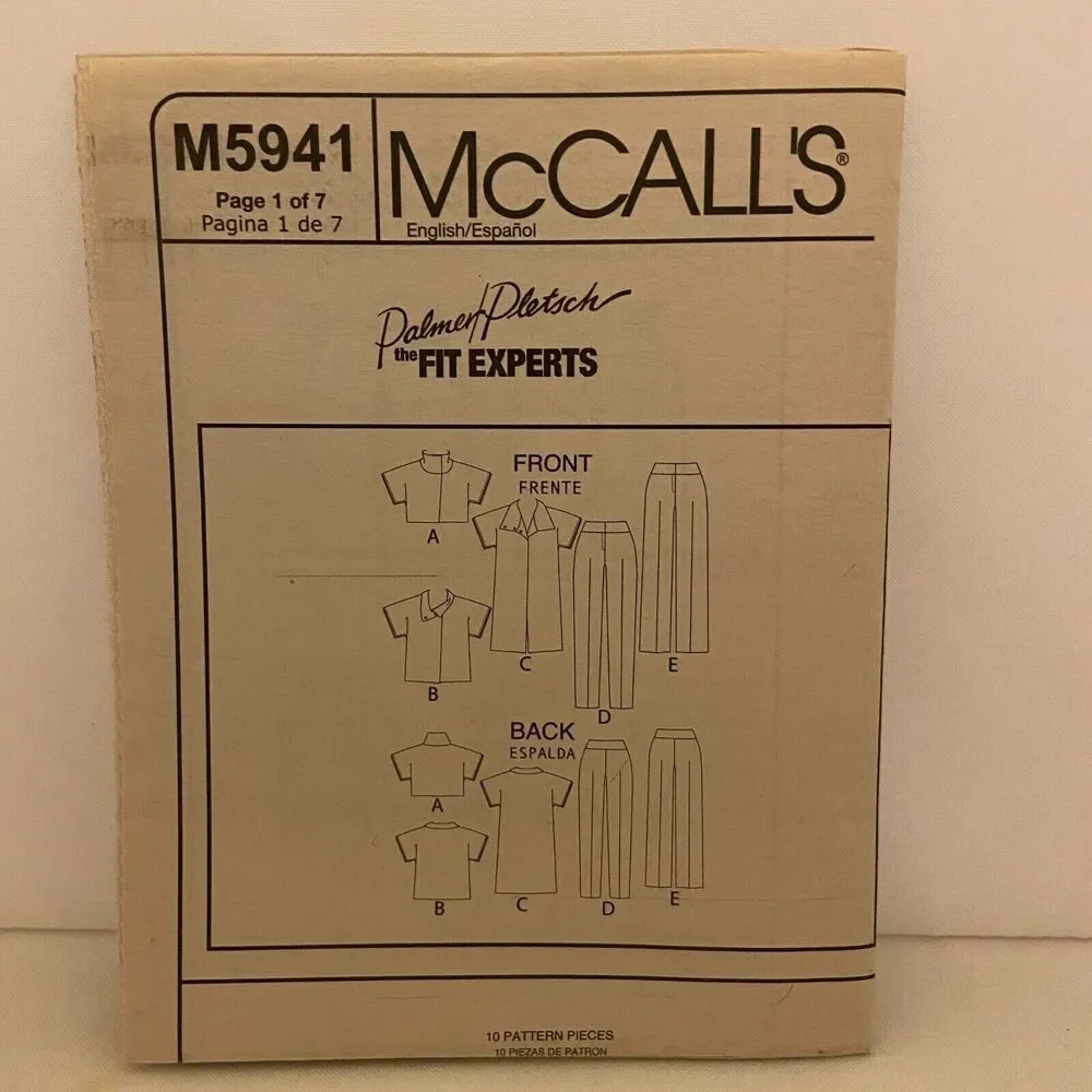 #M5941 McCalls Misses Unlined Jacket and Pants Sewing Pattern Size 16-22